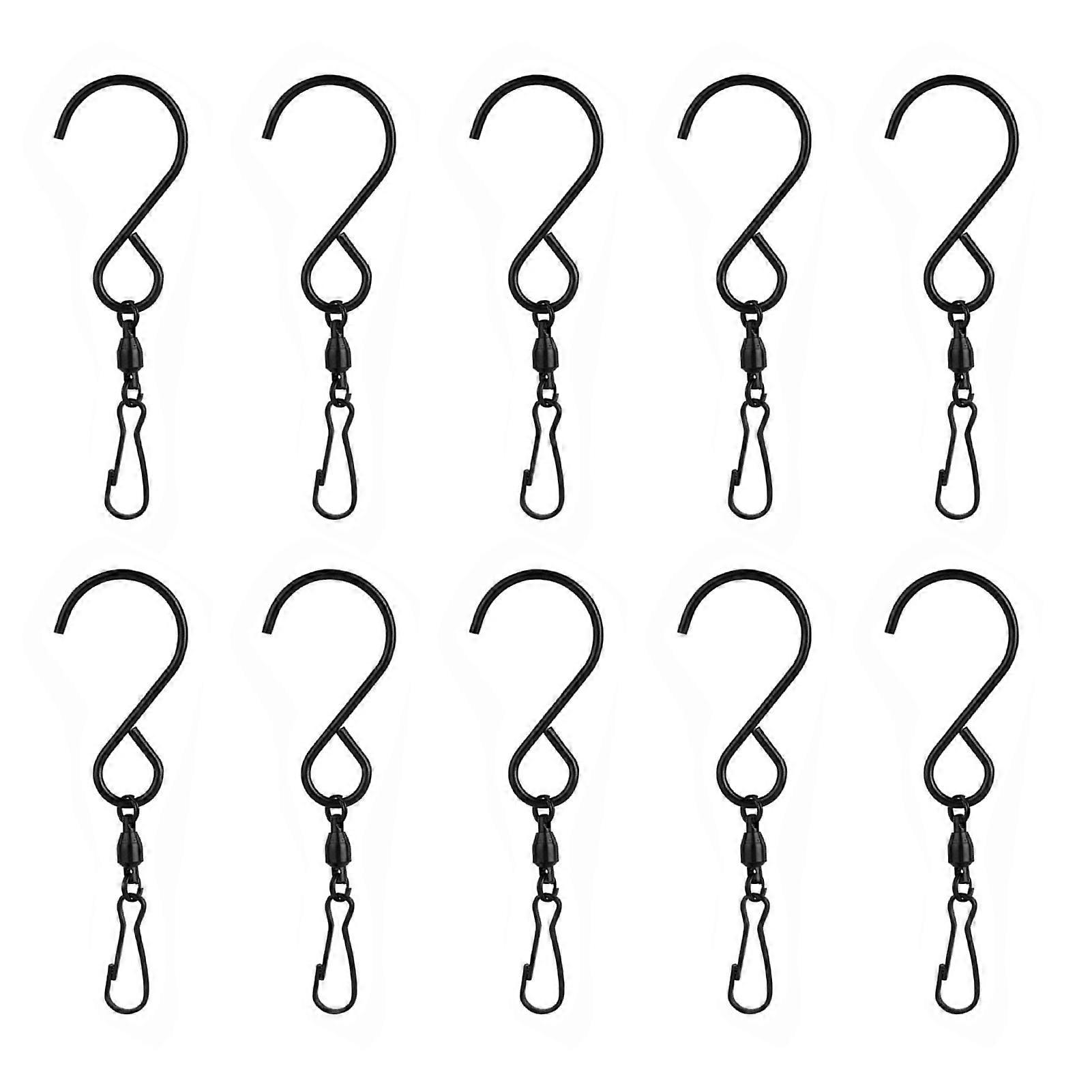 10Pcs S Hooks Multifunctional High Hardness Rotatable Strong Load-bearing Space-saving Storage Stainless Steel Wind Chimes Swivel Hanging Hooks for Co