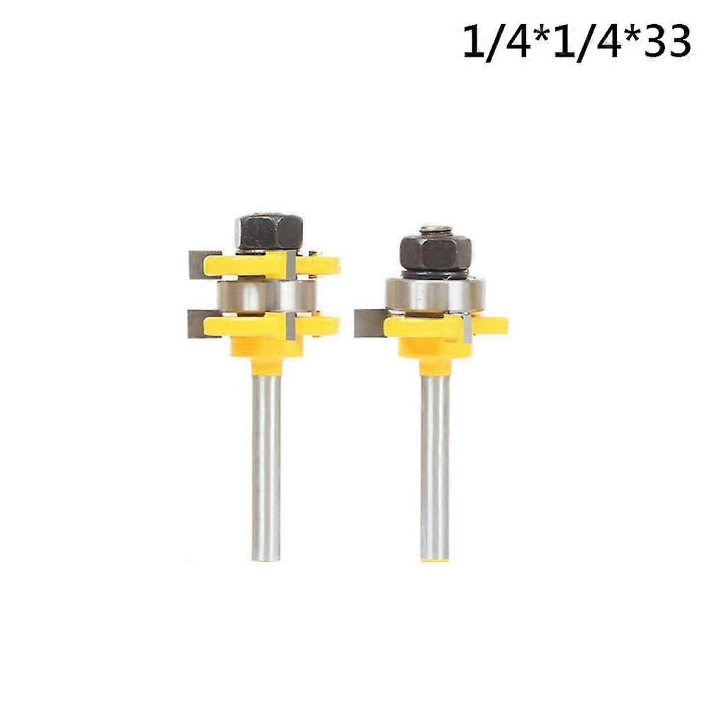2Pcs 3-Teeth Tongue Groove Joint Assembly Router Bit Set Woodwork Cutting Tool JIKAIX