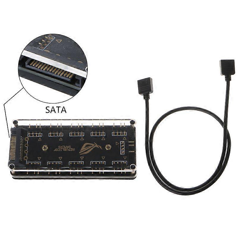 5V 3Pin ARGB with Sata Big 4D Power Hub 10 Way Sync RGB Lighting PCB Splitter