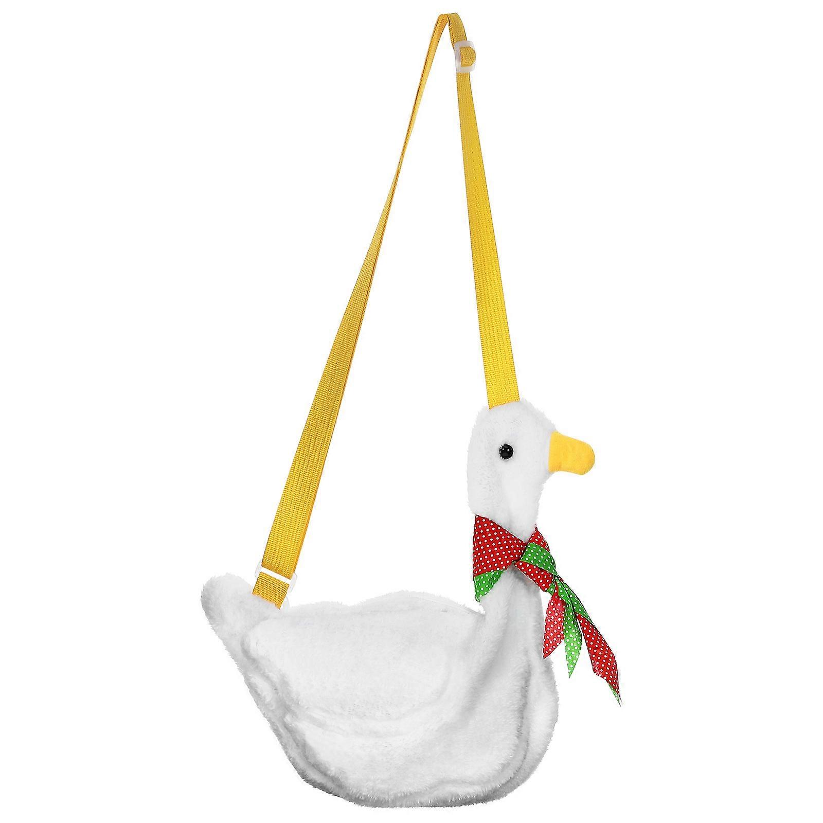 1pc Cartoon Simulation Adorable Duck Single-Shouder Bag Plush Backpack (White)