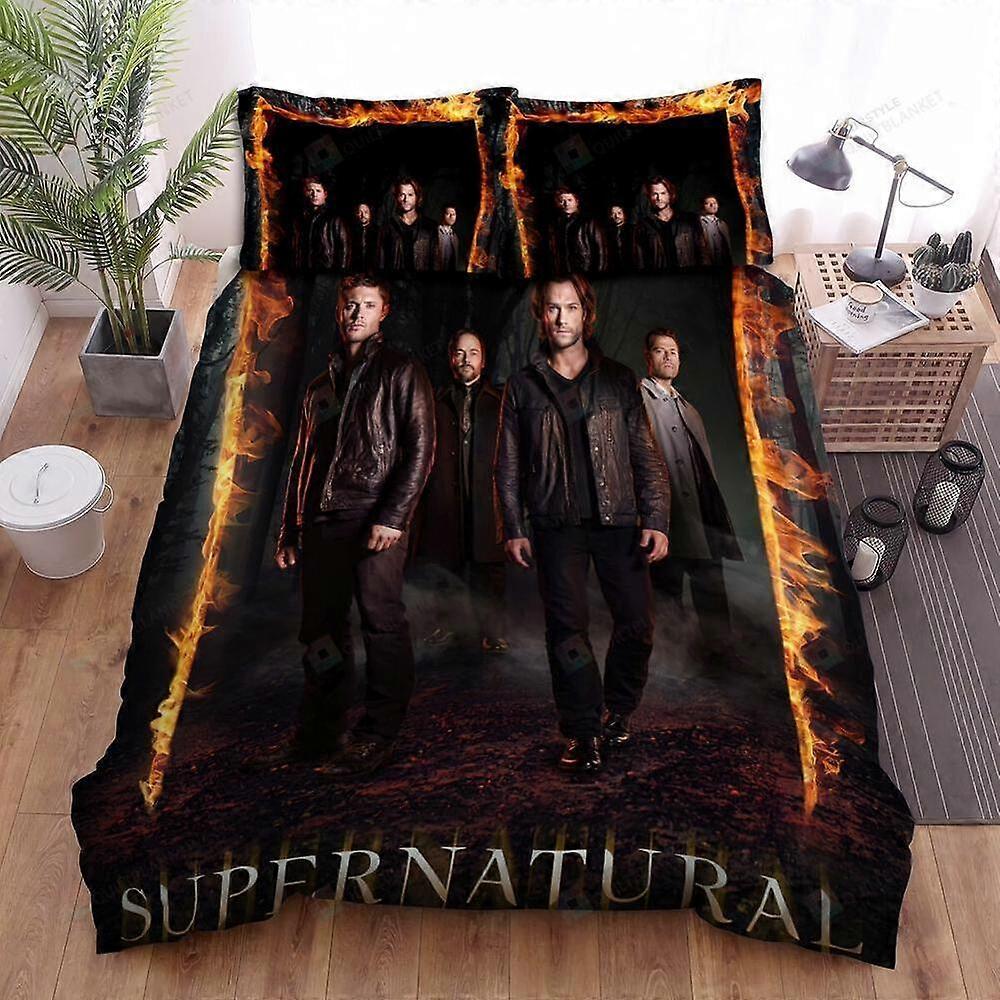 v406 ملاءات سرير خارقة للطبيعة 00-00 مجموعة غطاء لحاف لحاف باب النار مجموعة أغطية سرير سوبر 3 قطع مجموعة مفروشات (1 غطاء لحاف + 2 وسادة) ملاءات سرير gty