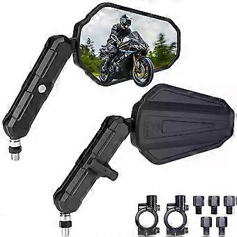 KEMIMOTO Motorcycle Side Mirror M8 M10 Bolt Handlebar Mount 360 Degree Adjustment Foldable Universal Motorcycle Rearview Mirror