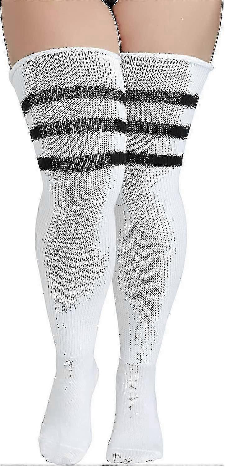 Plus Size Thigh High Socks Striped Over Knee High Socks Thick Extra Wide Long