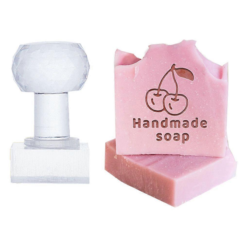 PH Cherry Soap Stamp Handmade Soap Stamp Acrylic Soap Stamp Rectangle Soap Chapter Imprint Stamp with Handle for Wedding DIY Arts Crafts Clay Cookie P