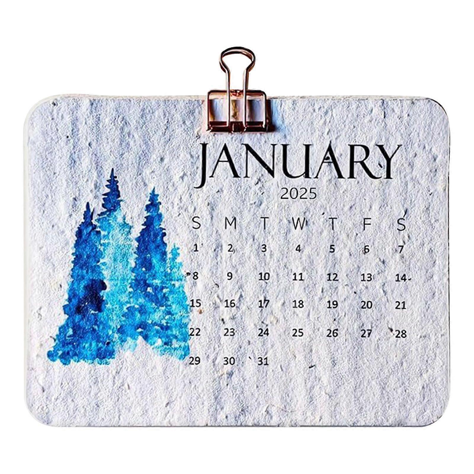 Eco-friendly Plantable-Seed Calendar 2025 Monthlys Surprises Table Calendar with Plantable Growing Plants Xmas Present
