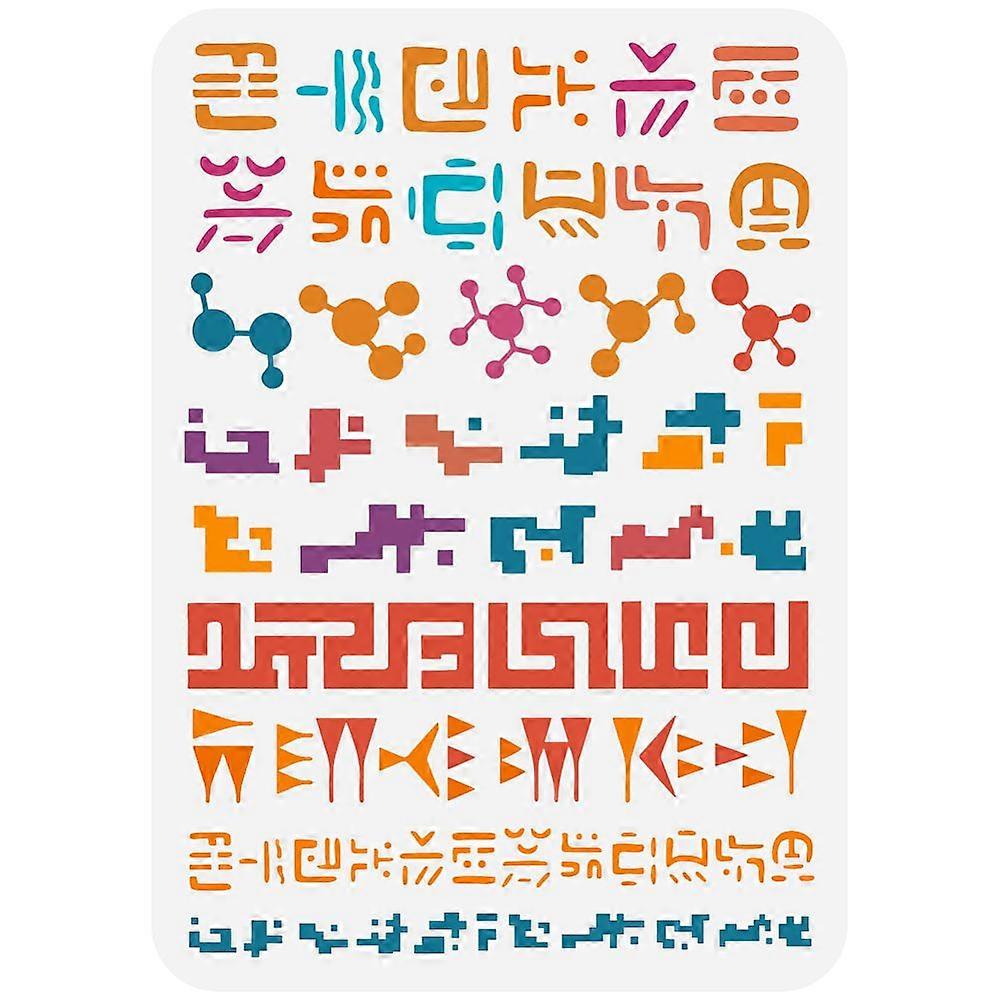1pc Alien Languages Painting Stencil 8.3x11.7inch Geometry Border Stencil Alien Text Border Stencil Decorative Floral Stencil for Painting on Wall Woo