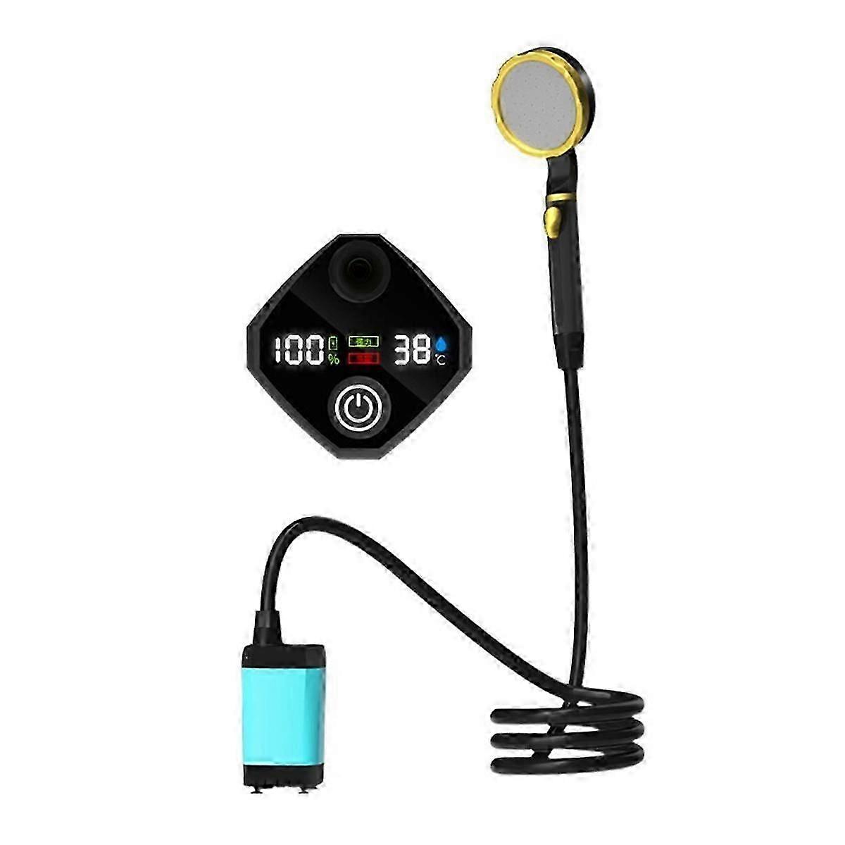 Pompe de douche portable 7800 mAh, rechargeable, électrique, avec affichage numérique intelligent, verte