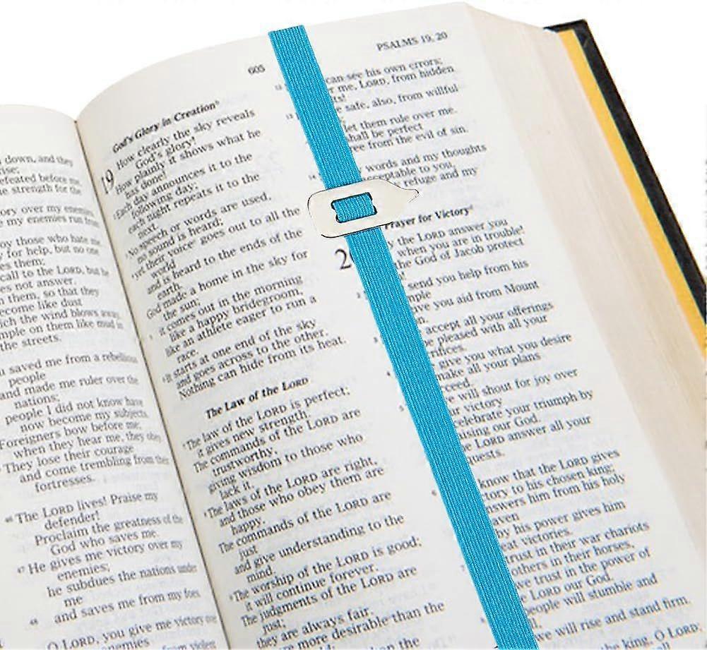 Elastic Bookmark Blue Book Marks with Pointer Elastic Rope Band Strap Planner Bookmarks Page Tags for Reading Library Lovers Teachers Classmates Frien