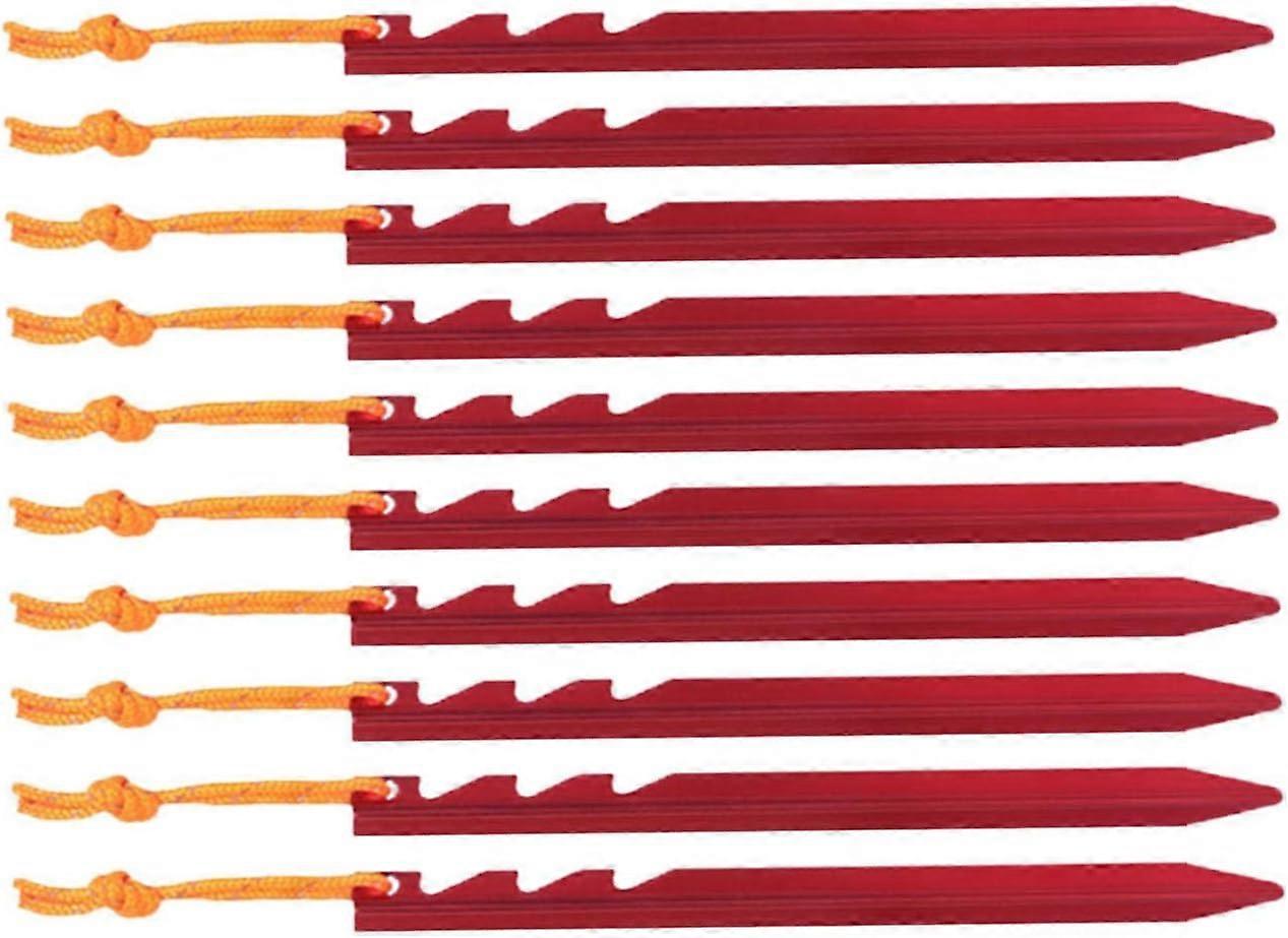 10 Pack Lightweight Aluminum Triangular Ground Spikes with Reflective Rope