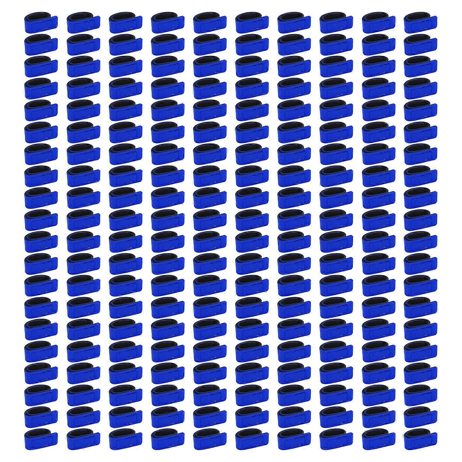 200pcs חגורת דיג חגורת עניבות רצועות נמתחות דיג להתמודד עם עניבות כבל פיתיון יציקת רצועות חכה מסתובבכחול