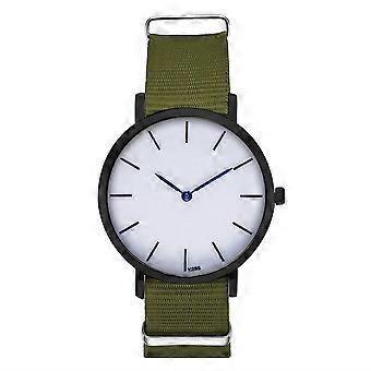 Men Quartz Watch Round Dial Nylon Belt Elegant Casual Wristwatch Army Green