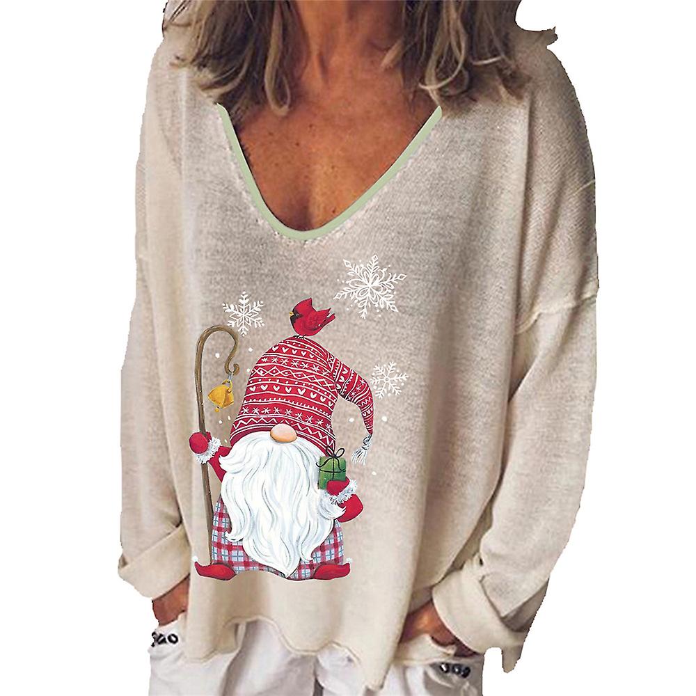 Women Santa Claus Christmas V-neck T 