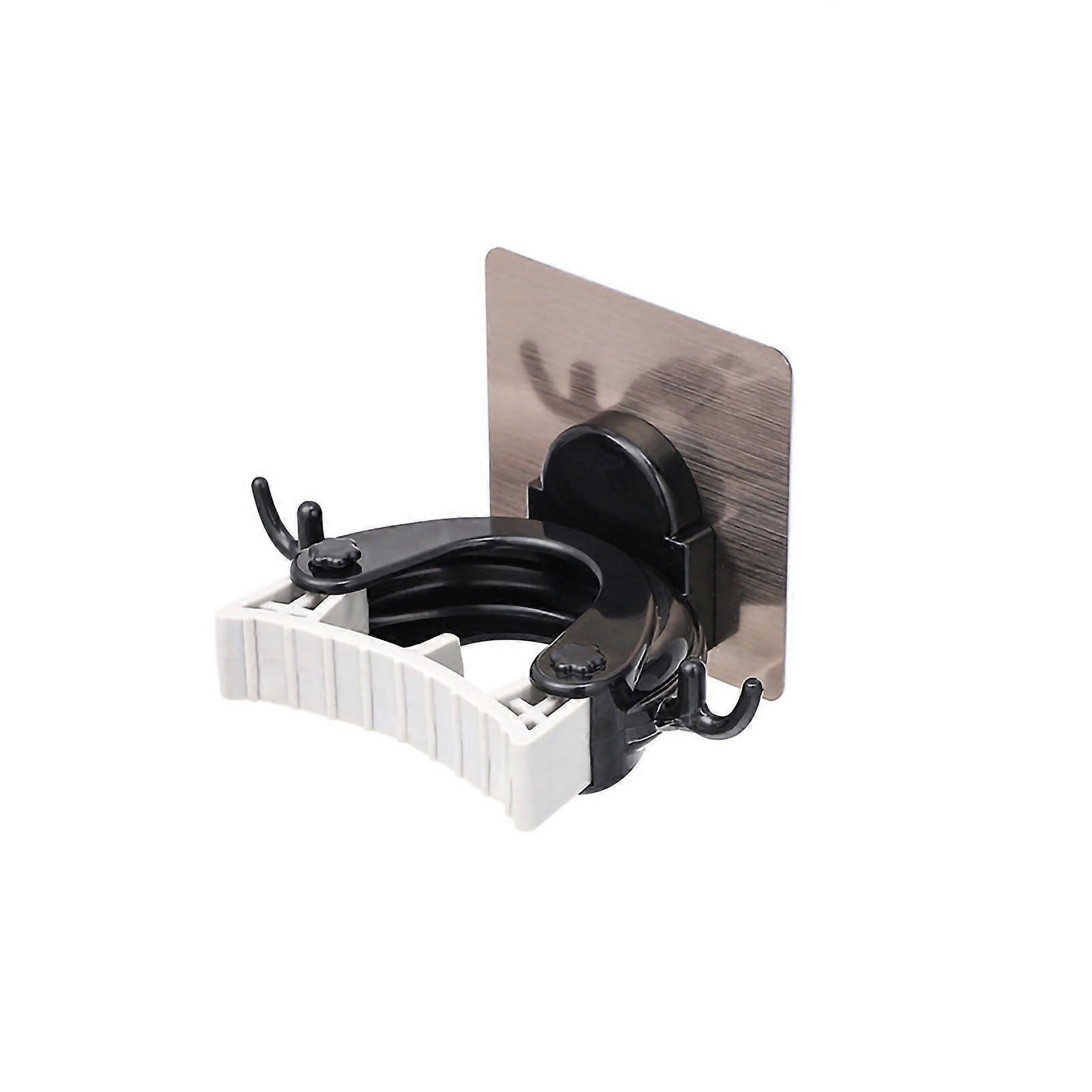 Plastic Mop Clip Wall Mounted Adhesive Broom Storage Rack Multifunctional Bathroom Holder Black