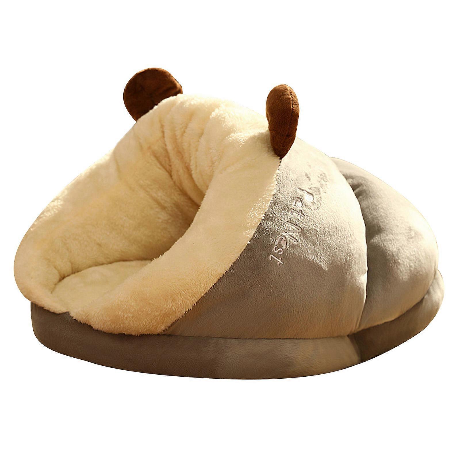 Cat Bed for Indoor Cat Upgrade Cat Cave Bed Machine Washable Slip Resistant Bottom Ultra-Soft Plush Cushion 3-color Gray