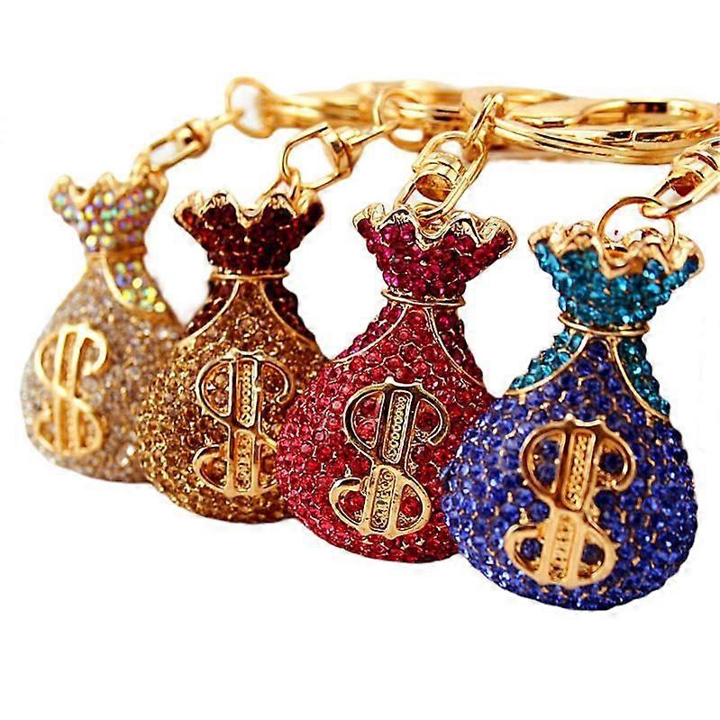 Dollar Symbol Shape Keychain Keyring Sparkling Crystal Rhinestones Key Chain Creative Gifts Accessories(2PCS)