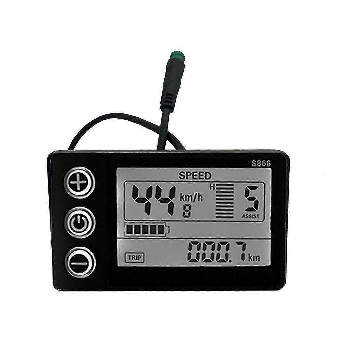 LCD-S866 Electric Bike LCD Display Meter 24V 36V 48V E-Bike Control Panel with Waterproof Plug Ebike Modification
