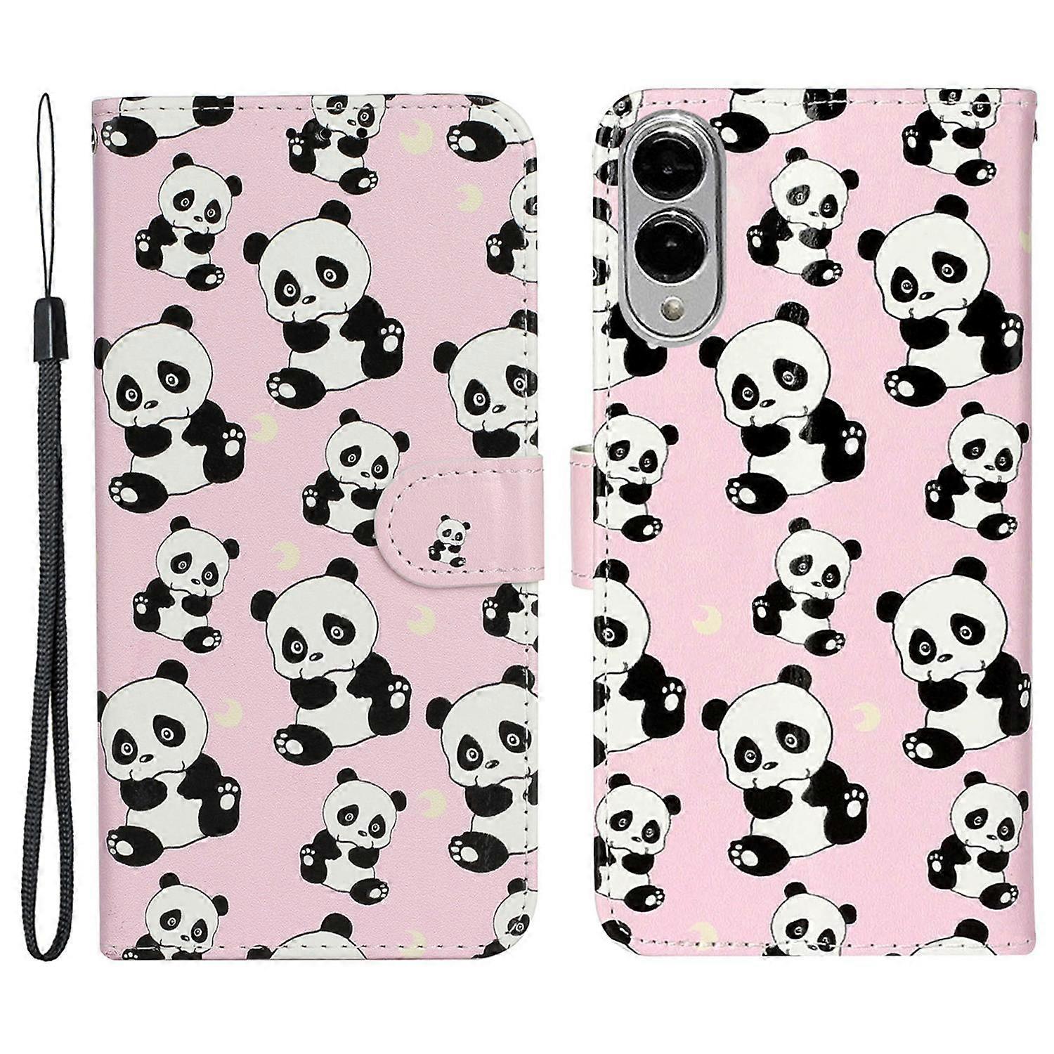 AS For Samsung Galaxy S25 Edge Case Pattern Leather Wallet Phone Cover with Card Holder - Panda
