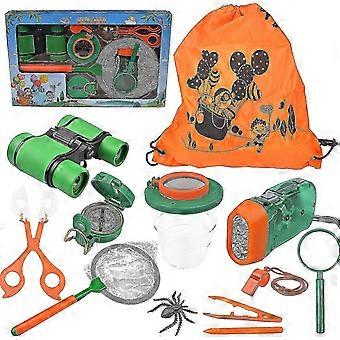 Outdoor Explorer Kit & Bug Catcher Set met verrekijker, zaklamp, kompas, vergrootglas, vlinder net en rugzak voor 3-12 jaar oude jongens meisje