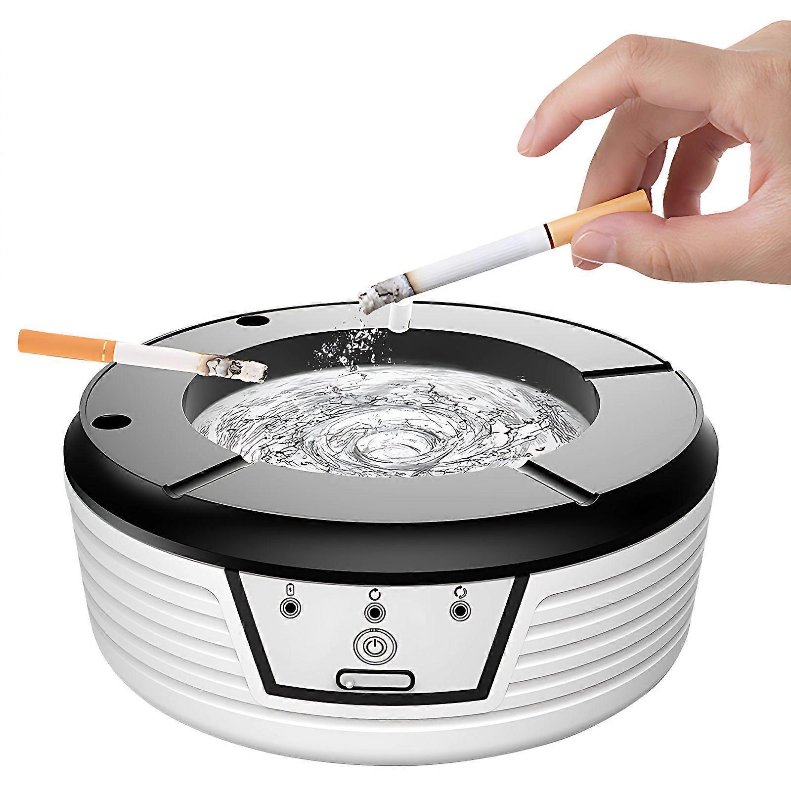 Electric Smokeless Ashtray with Sensor Steady and Interval Flushing Rechargeable Cool Ashtrays Tabletop Decor Windproof Odorless Indoor Glass Cigar As