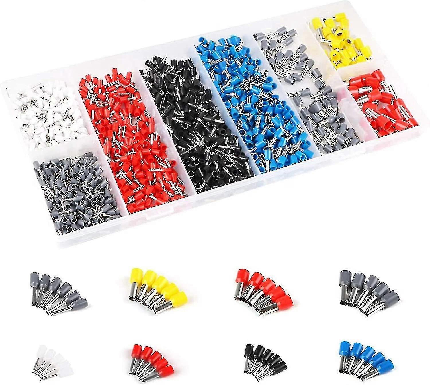 1200pcs Insulated Crimp Connectors Assorted Wire Pin Terminals with Portable Case