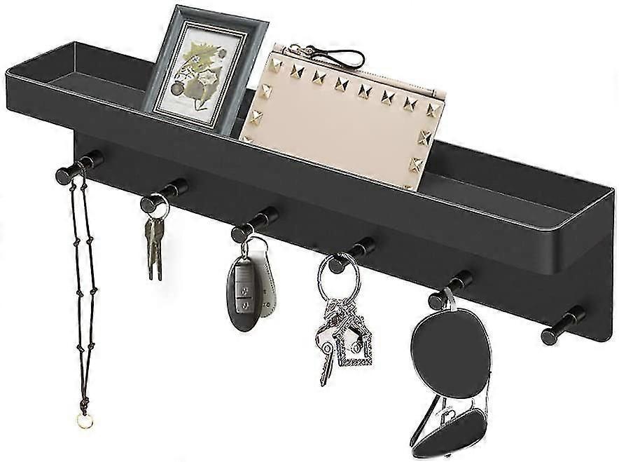 Key Holder / Wall Organizer Key Rack Black / Key Shelf / Hook Rail With Shelf