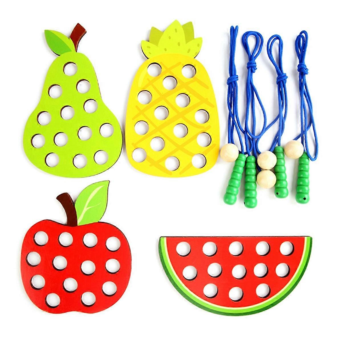 ألعاب خيوط الفاكهة الخشبية للأطفال - تعزيز التنسيق بين اليد والعين ، ألعاب التعليم المبكر