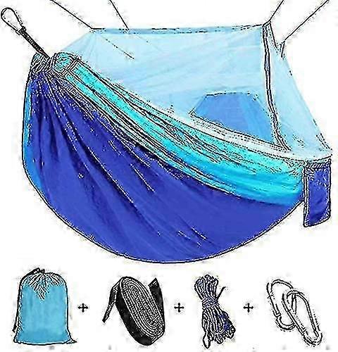 Ultralight Nylon Hammock with Mosquito Net for Camping & Hiking - 110"x59" Blue