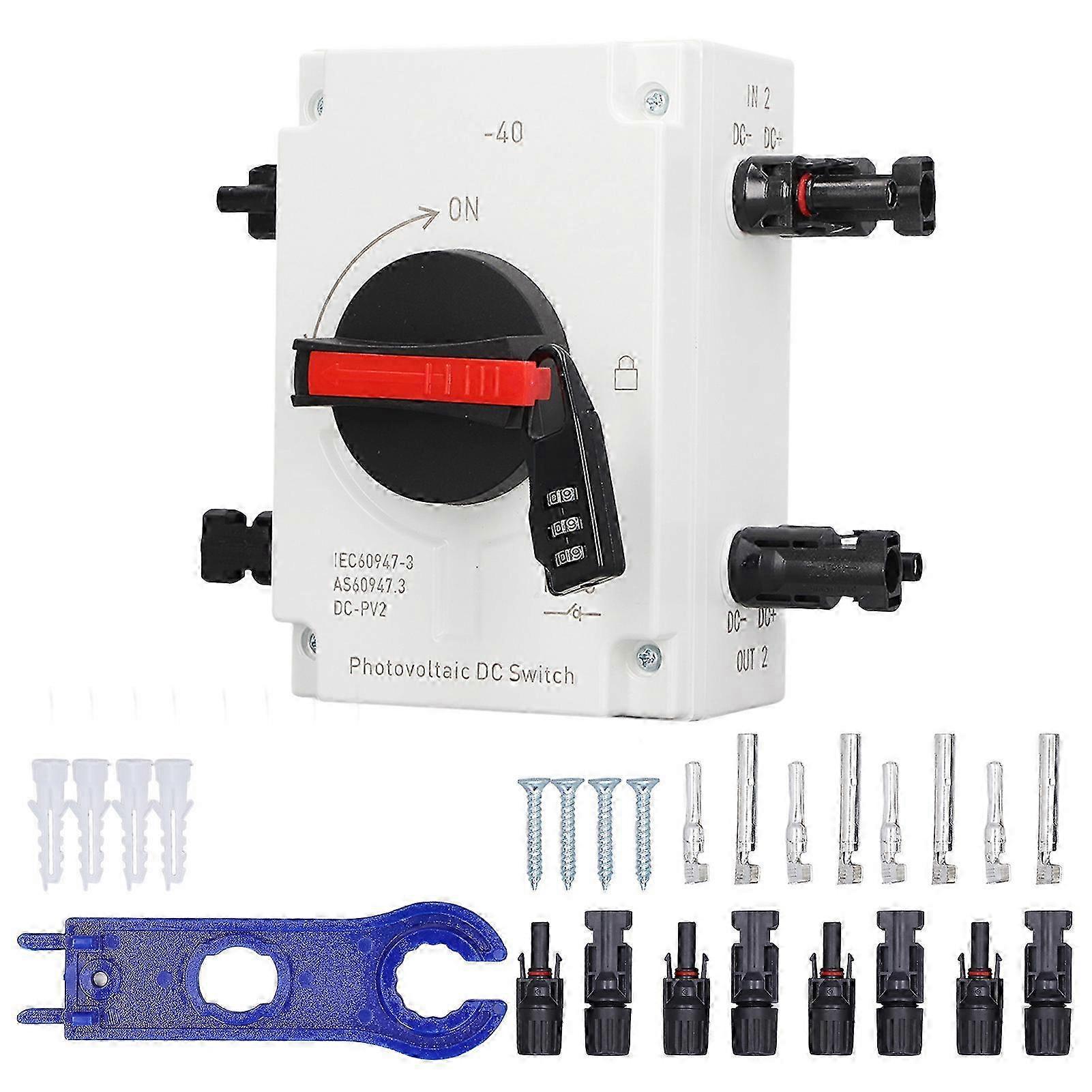 DC1200V 32A 4P PV DC Isolation Switch 2 in 2 Out IP66 Waterproof Solar Sink Load Switching Transfer Switch
