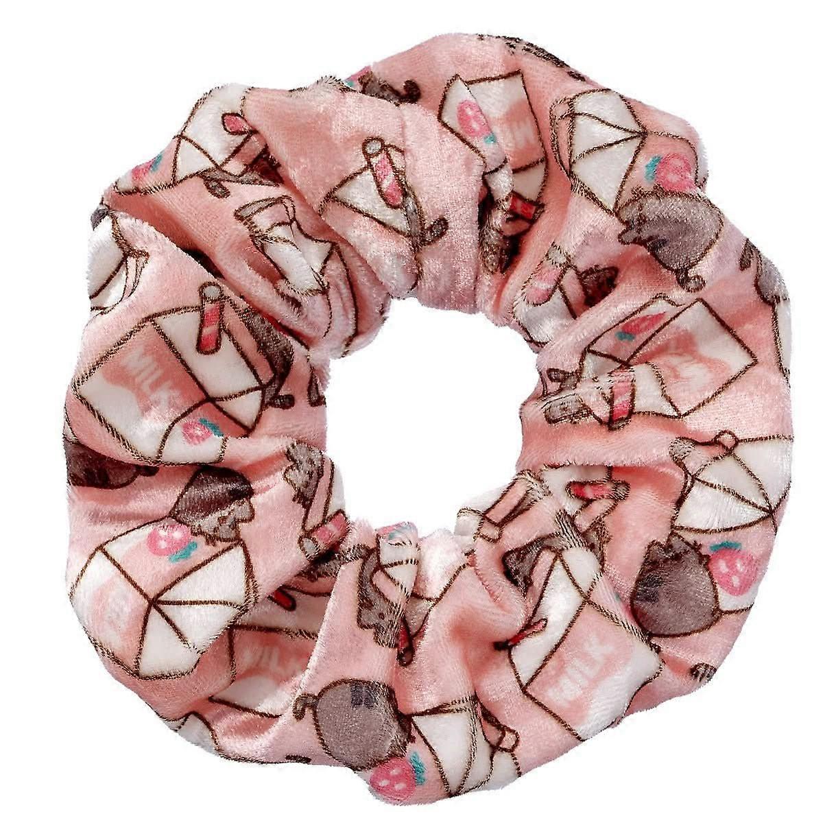 Pusheen the Cat Pink Strawberry Milk Carton Hair Scrunchie PTCHS109