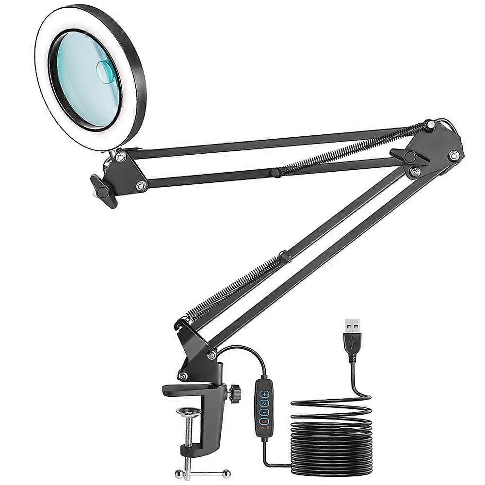 Energy-Efficient LED Magnifying Lamp, Adjustable Optical Glass Lens with Clamp Support, Stepless Dimmable Light for Personalized Brightness, Ideal