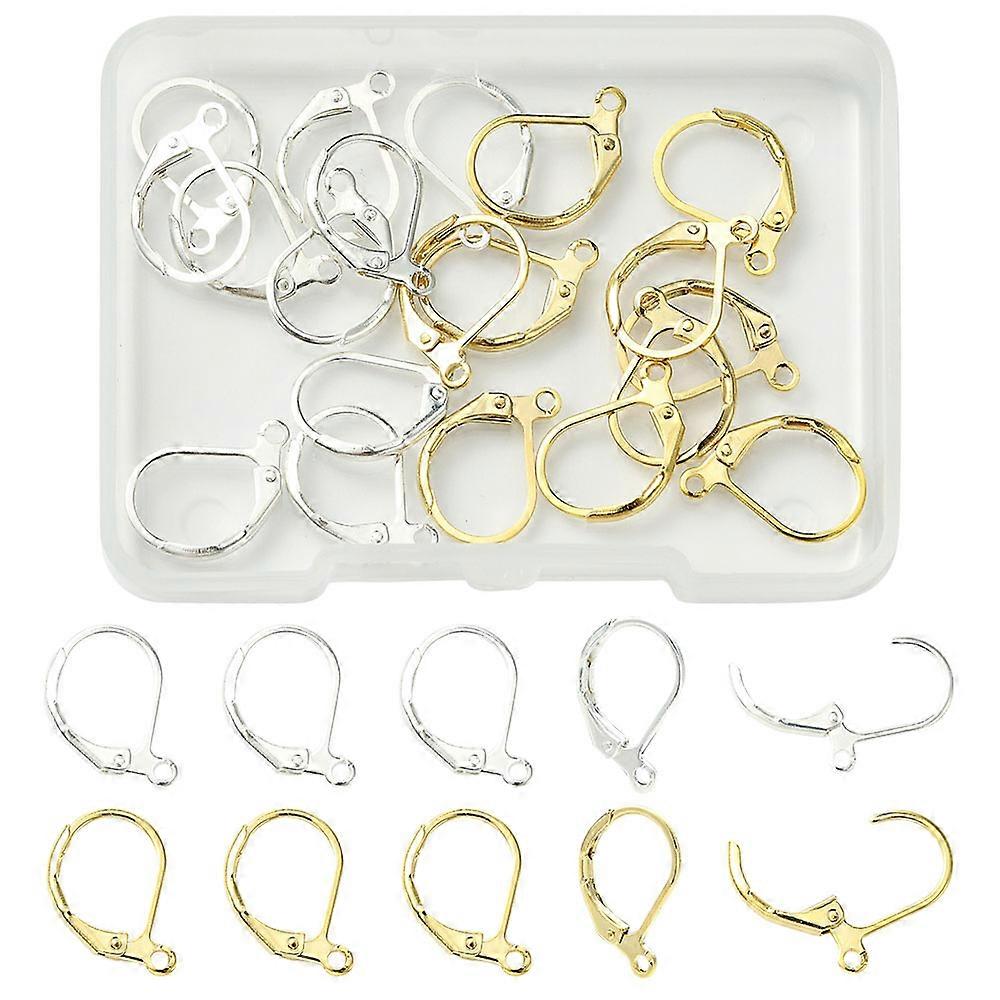 20Pcs 2 Colors Brass Leverback Earring Findings with Horizontal Loop Jewelry Findings