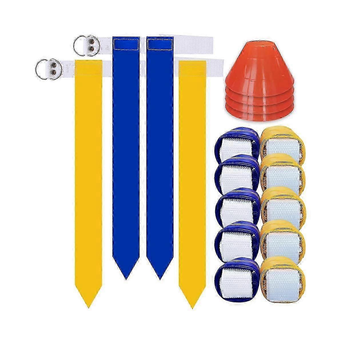 Flag Football Set, 10 Player Flag Football Belts And Flags Set, Complete Indoor & Outdoor Training S - Complete Flag Football Gear for Indoor and Outd