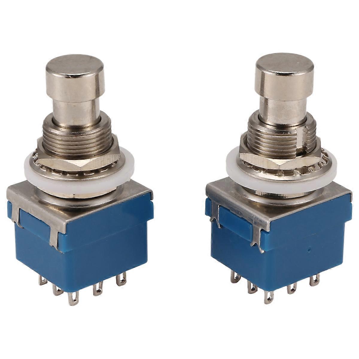 2Pcs Guitar Effect Switches 9-Pin 3Pdt Guitar Effects Pedal Box Blue
