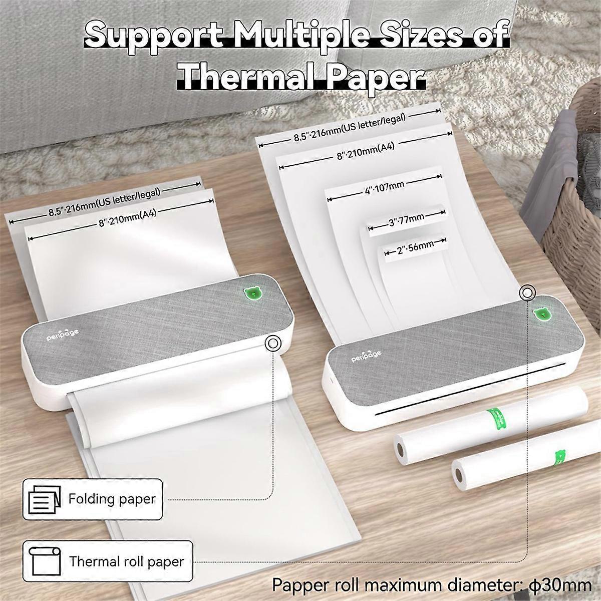  A4 Thermal Printer Wireless Bluetooth Inkless Printing Gray