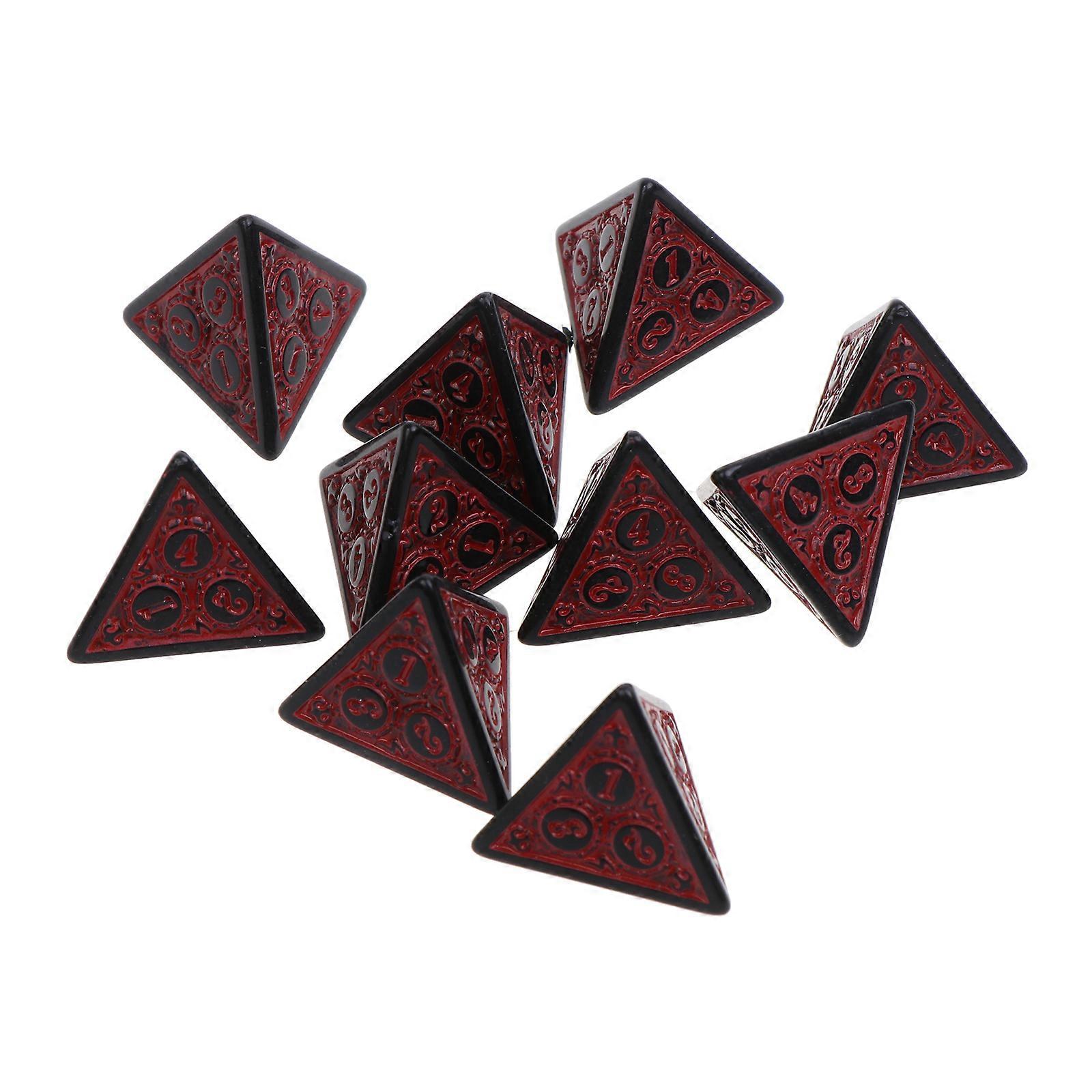 10 Pcs Acrylic Polyhedral Dice 4-Sided Game Dice Single Color Pattern Lucky Dice for Role Playing Table Game Durable  Red