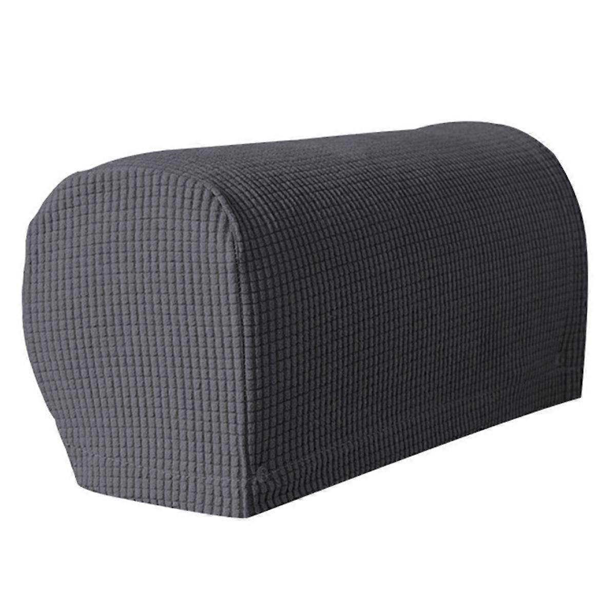 2PCS Soft Stretch Plush Armrest Covers, Couch Arm Covers,Dark Gray