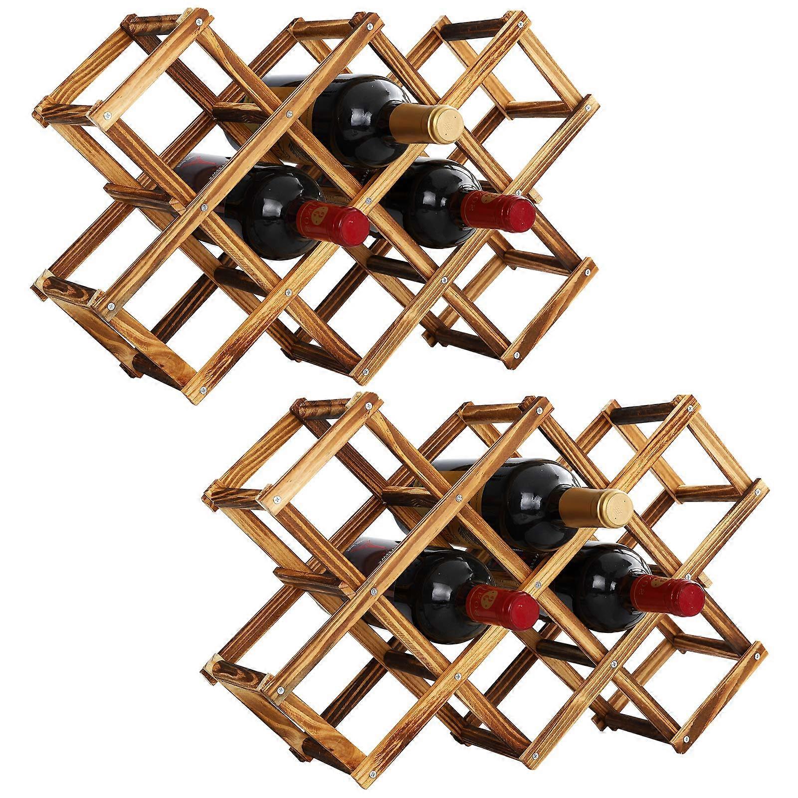 Foldable Free Standing Kitchen Racks - 2 Pcs Set with 10 Bottle Capacity, Durable Design, Space-Saving Storage Solutions