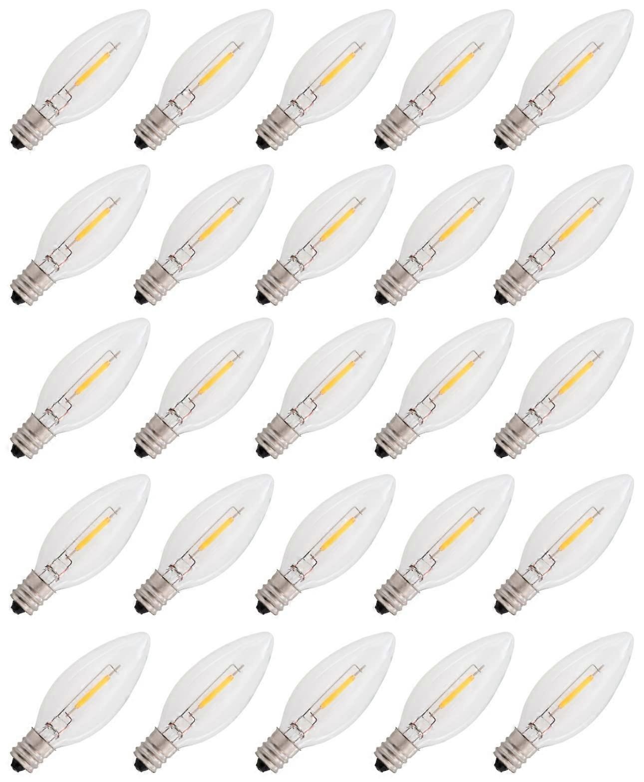 25 Pack LED Replacement Light Bulbs 7 Watt Equivalent Candelabra Clear Steady for Electric Candle Lamps