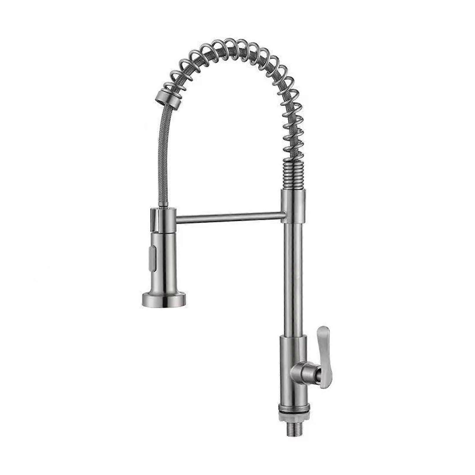Kitchen Pull-Out Sink Wall Mounted Single Cold Stainless Steel Pull-Out Faucet(Vertical Tape)