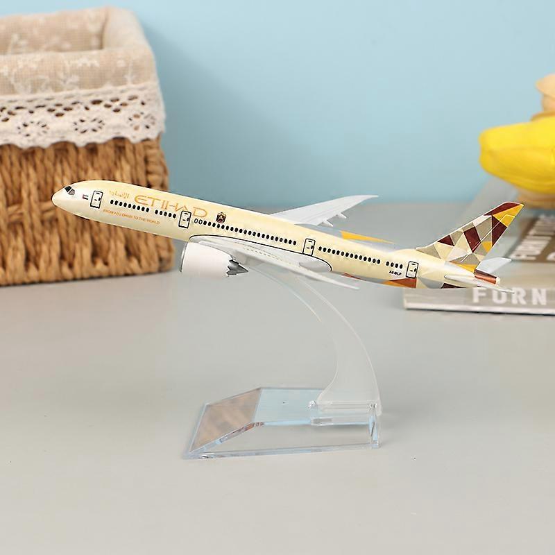 16cm Boeing Etihad 787 Alloy Airplane Plane Model Toy Diecast Airplane Model For Gift Collection Kids Desk Accessorie