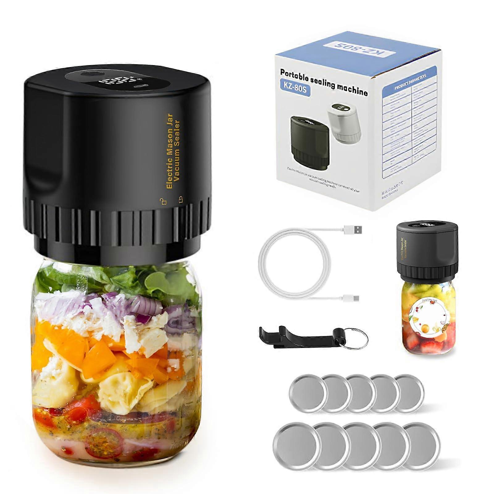 Mason Jar Vacuum Machine Kit with Automatic Stop, 80kpa Suction Power for Sealing Glass Jars and Food Storage