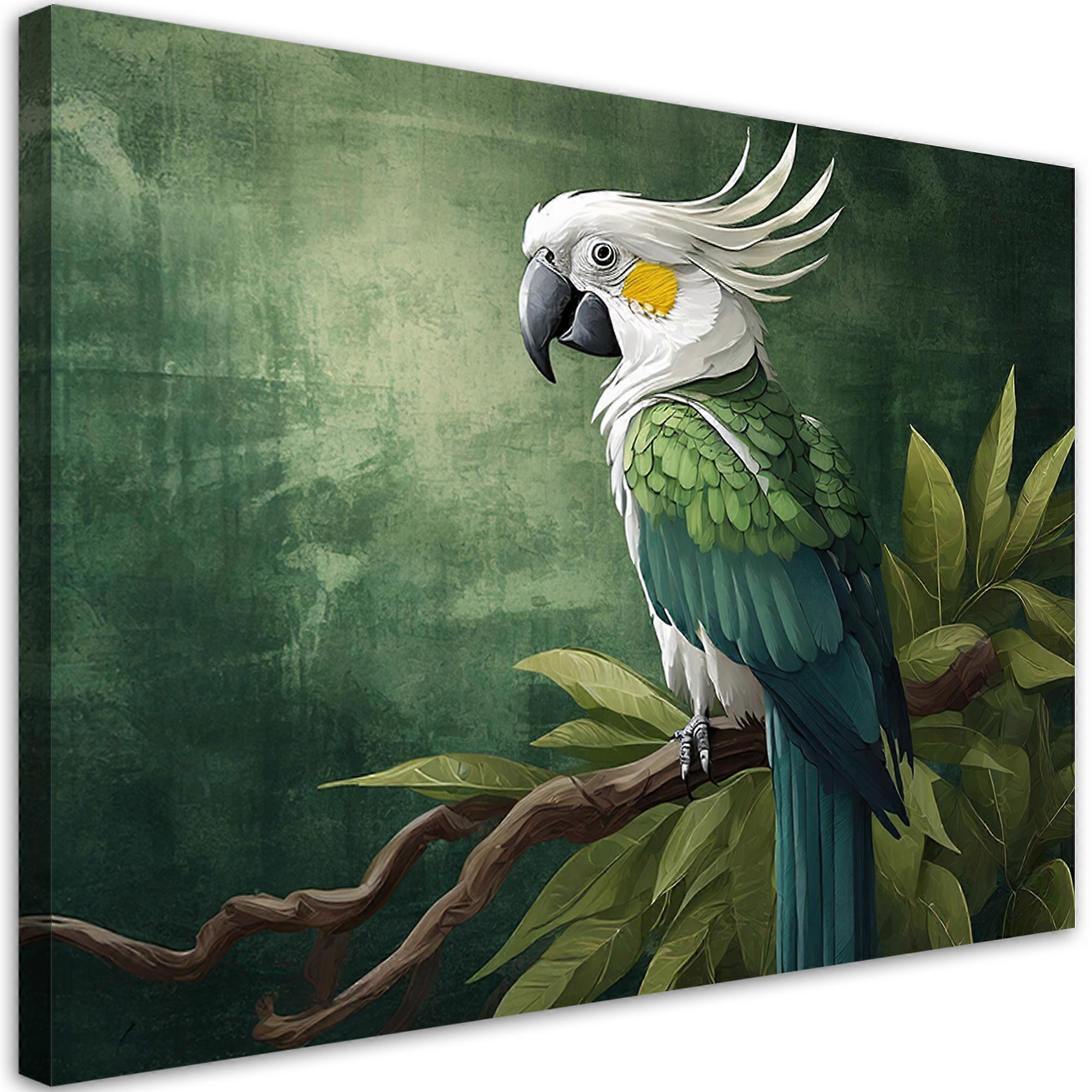 Lienzo, Pájaros animales loro verde - 60x40