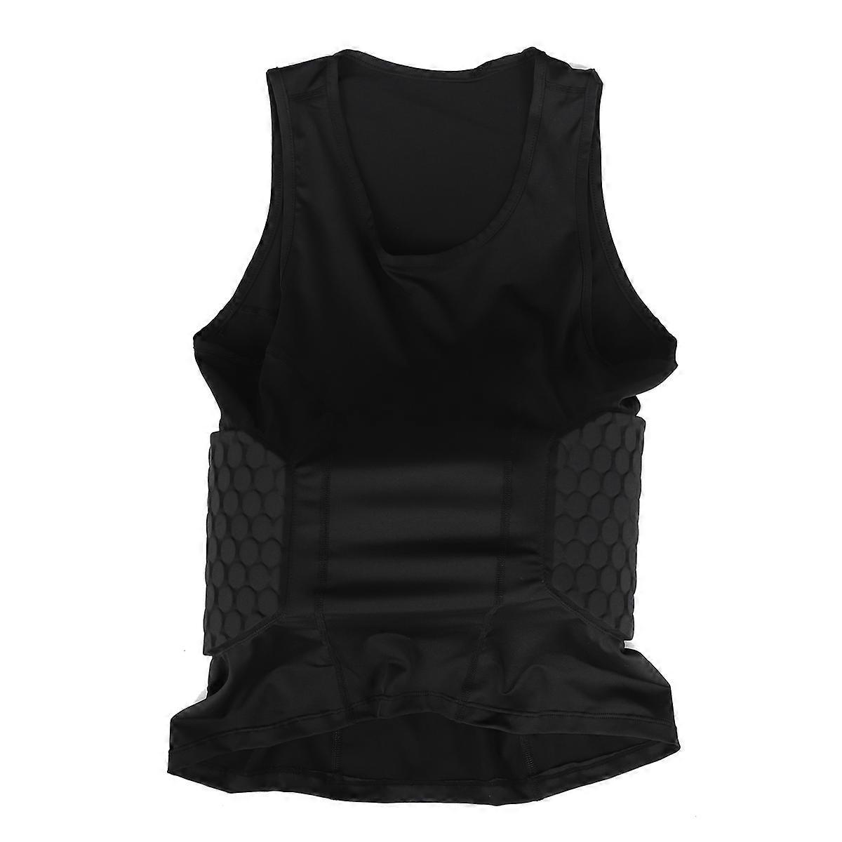Gilet de compression de protection de côtes pour hommes Gilet d'entraînement avec 3 coussinets pour football Football Basket-ball Hockey Équipement de protection XXL