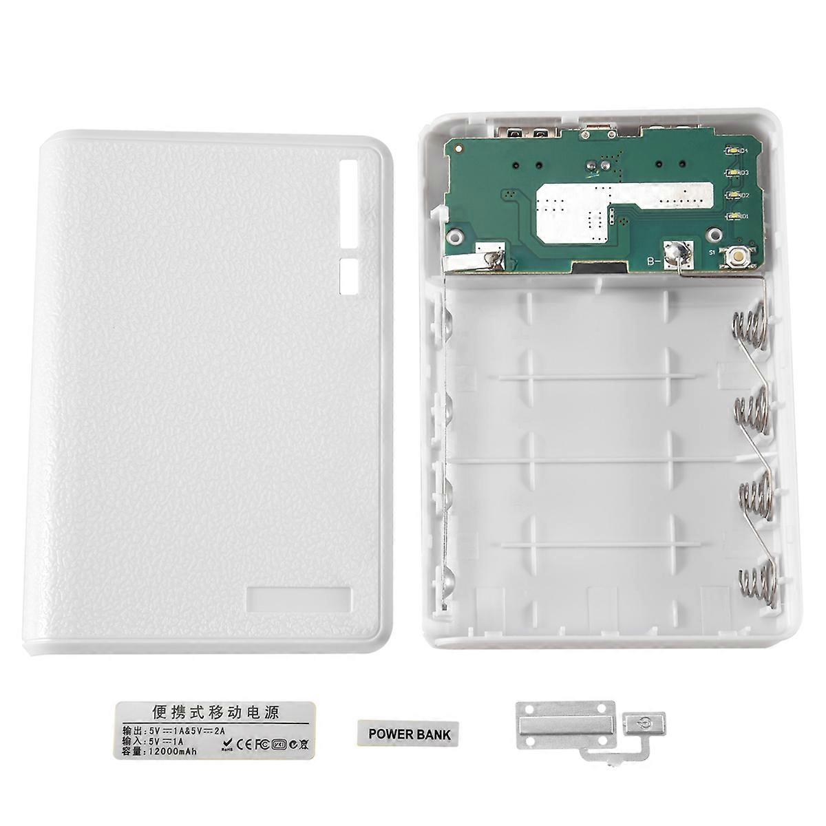 Portable USB Charger 18650 Power Bank Battery Box For iphone6 White