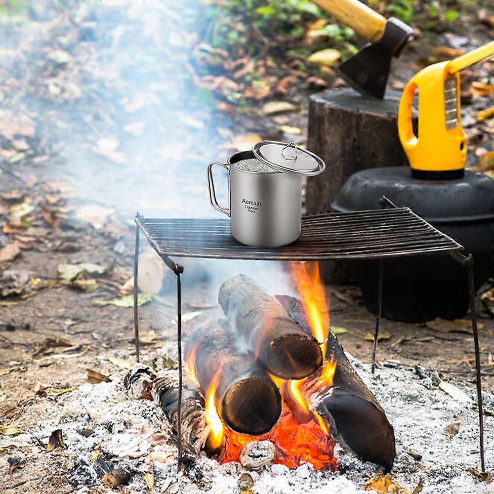 Aomiun Ultralight Titanium Cup Outdoor Portable Camping Picnic Water Cup Mug with Foldable Handle 300ml/350ml/420ml/550ml/650ml/750ml