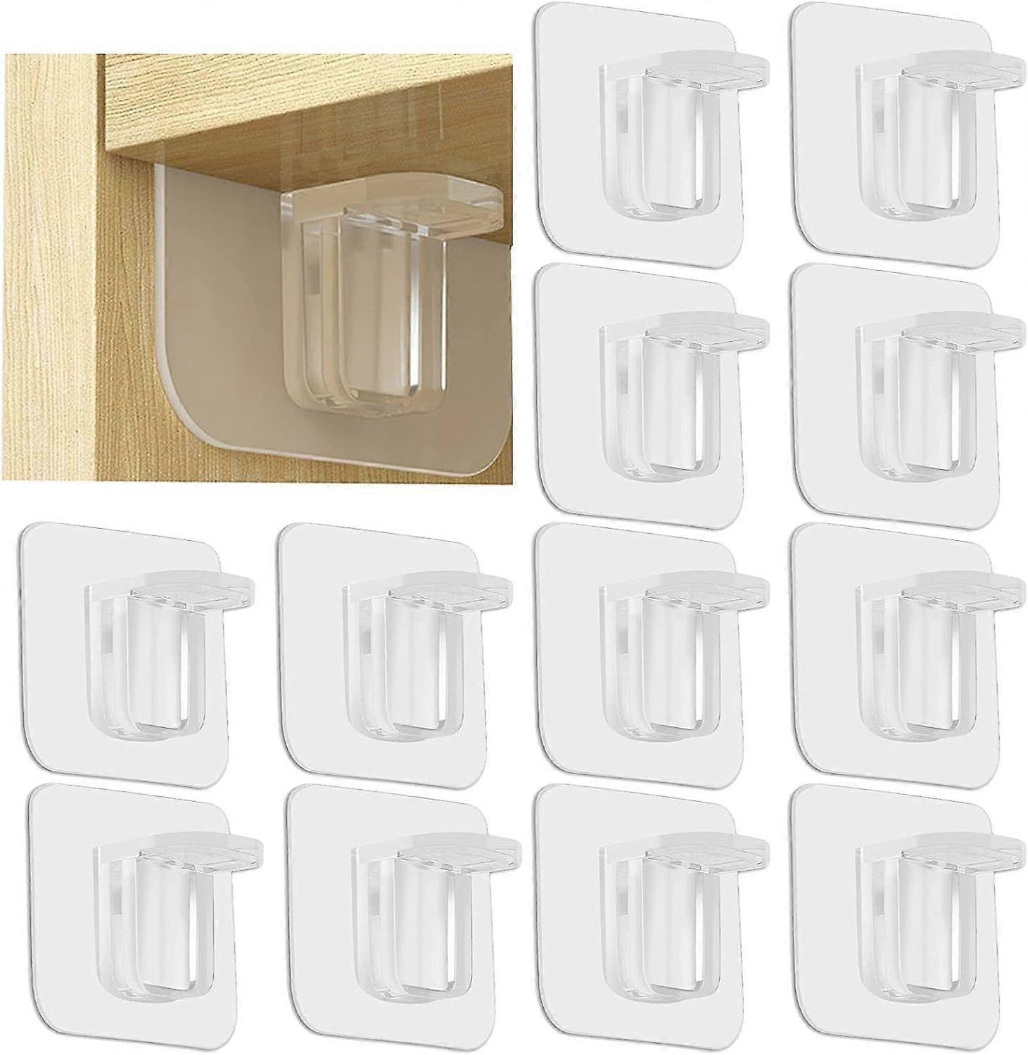 12 PiecesShelf Support Punch-free Adhesive Shelf Support Pegs Support Holder Hook Clip Transparent For Kitchen Cabinet Wall Storage Bookcase