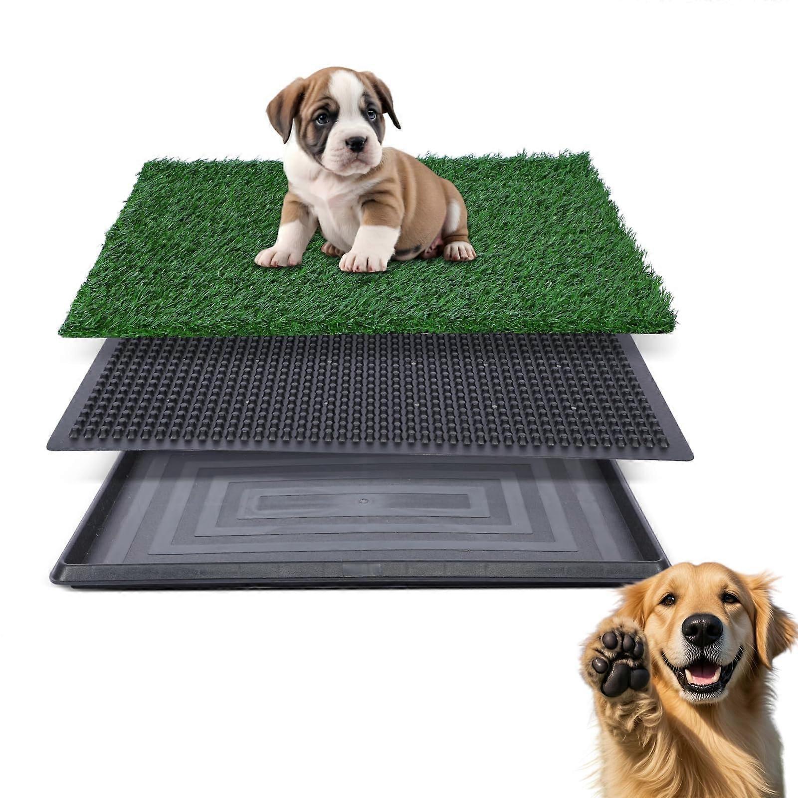 Artificial Grass for Dog Potty – 16 x 20 inch,Strong Absorbency Grass Pad with Tray, Dog Potty Training Pad Litter Box with Grass