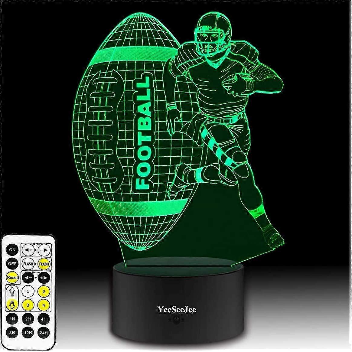 Prezenty piłkarskie dla mężczyzn Lampa iluzji 3D z 7 kolorami Timer Zdalne prezenty urodzinowe dla chłopców w wieku 6 7 8 9 10-letnich prezentów dla chłopców (FOTB 7CB)
