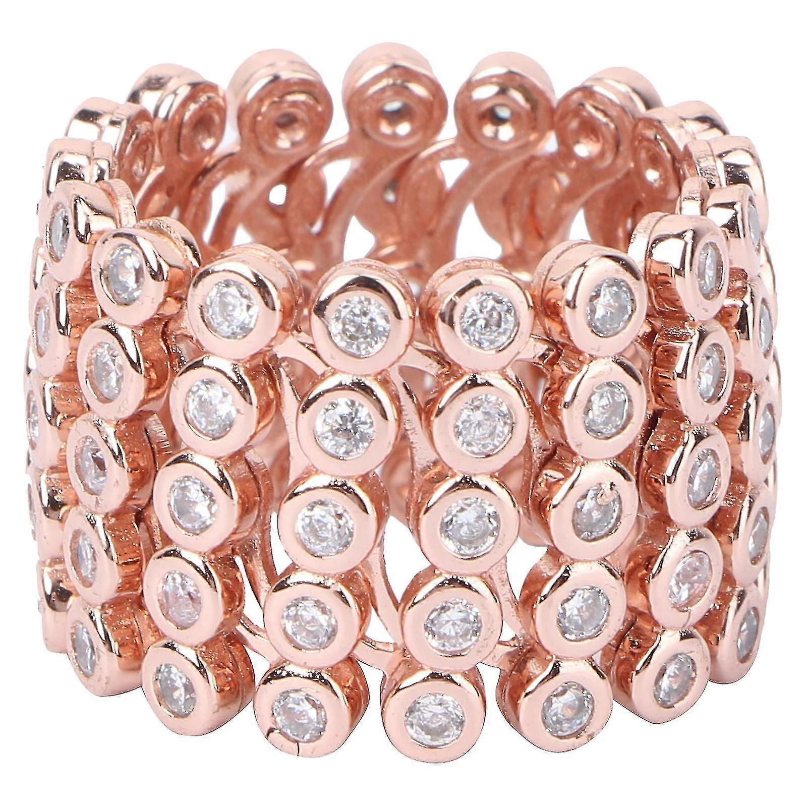 1pc Stylish Stretchable Ring Fe 2 In 1 Blet Ring Silver Rhinest Ring
