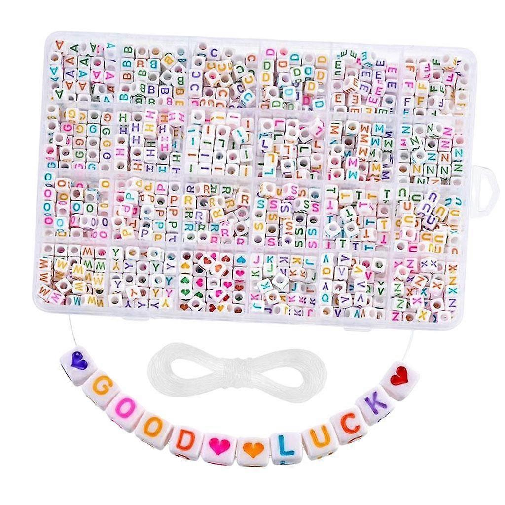 Set of 1200 6mm Sorted Acrylic alphabet and letters heart shaped beads Set DIY